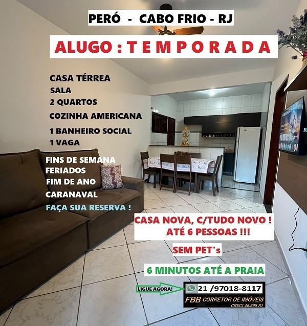 Casas de Vila para Temporada - Cabo Frio, Per�