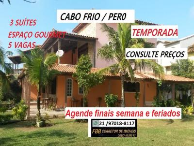 Casa para Temporada, em Cabo Frio, bairro Per, 3 dormitrios, 4 banheiros, 3 sutes, 4 vagas
