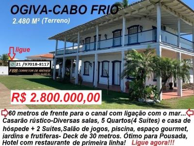 Casa para Venda, em Cabo Frio, bairro Ogiva /Per, 7 dormitrios, 8 banheiros, 6 sutes, 10 vagas