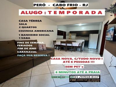 Casas de Vila para Temporada, em Cabo Frio, bairro Per�, 2 dormit�rios, 1 banheiro, 1 vaga